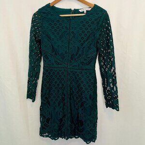 cupcakes & cashmere Teal Lace Mini Dress